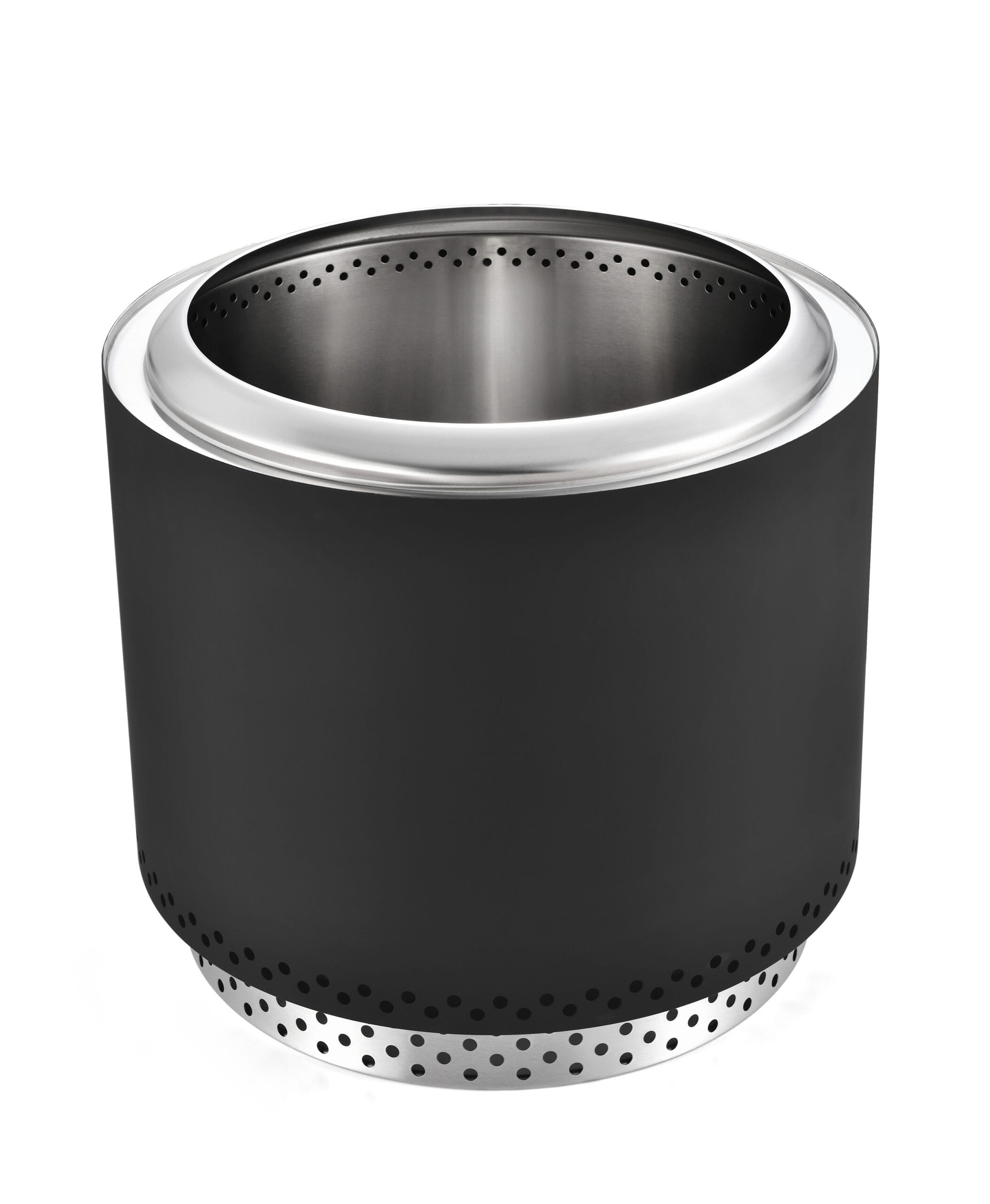 Black powder coated double wall smokeless fire pit – stainless steel inner bowl