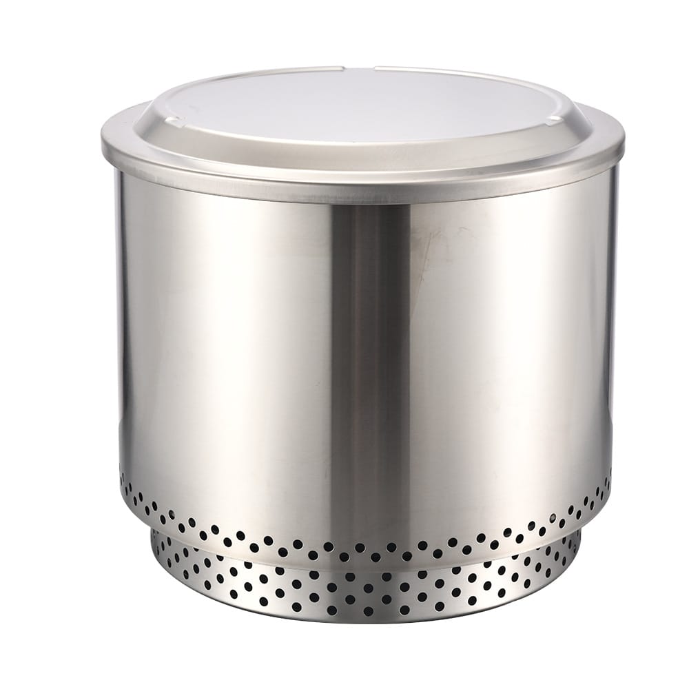 Stainless steel smokeless fire pit with lid cover – internal ash removal system