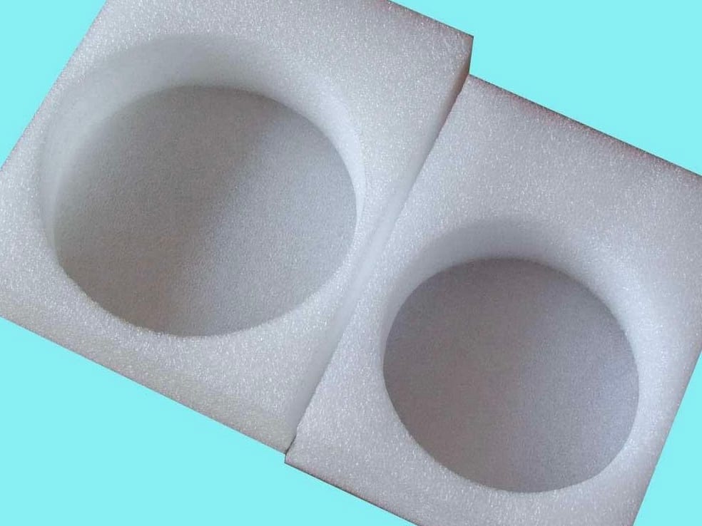 EPE foam inner packaging for smokeless fire pit — two-piece molded insert protects product during shipping