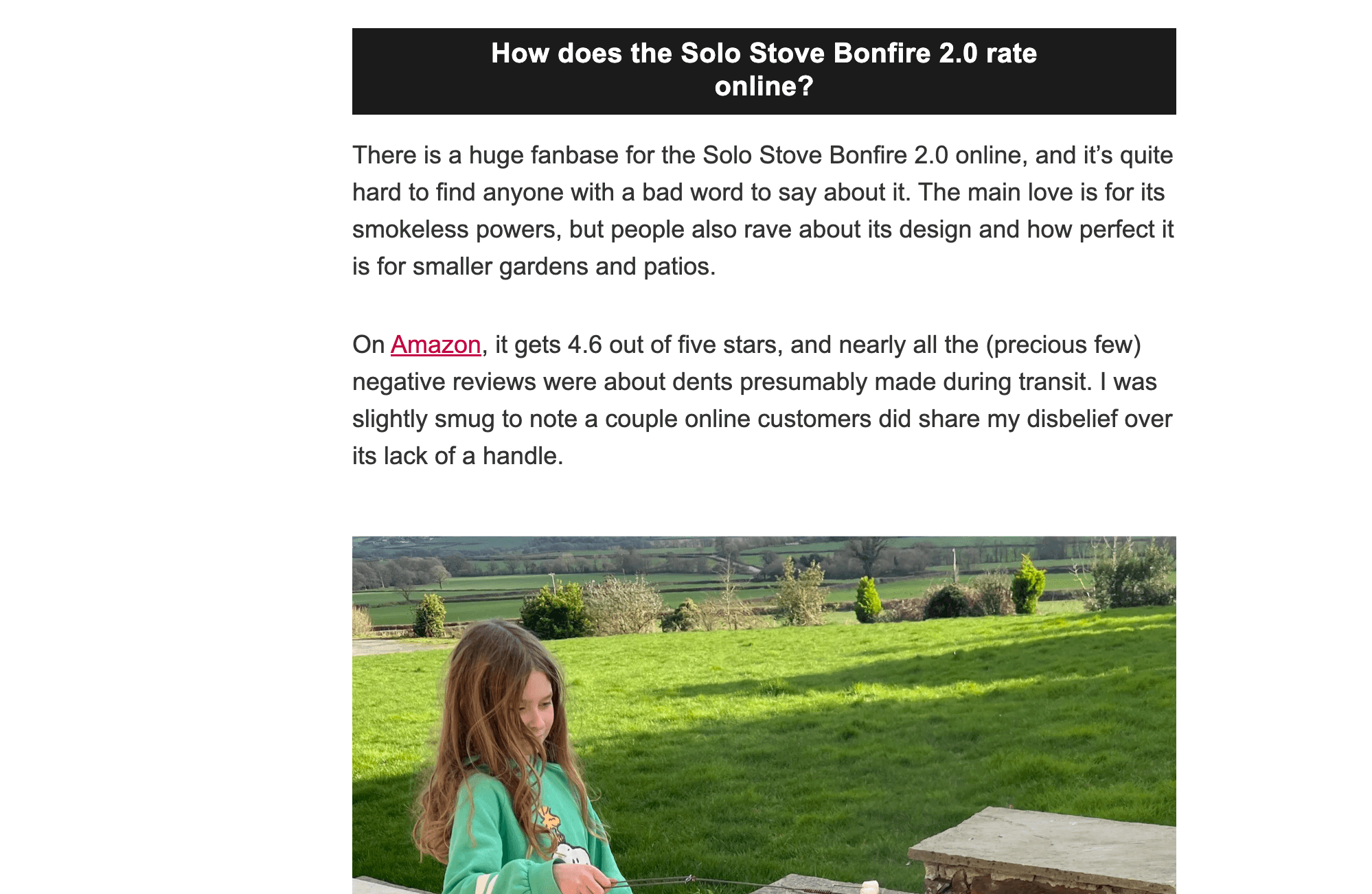 Solo Stove fire pit transit dent review screenshot negative feedback